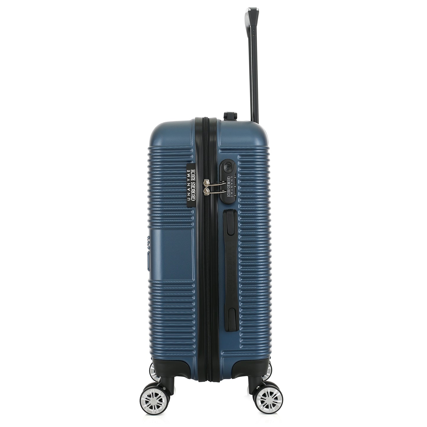 Valise bleue de notre collection Georges Rech, Milan, taille S, de côté