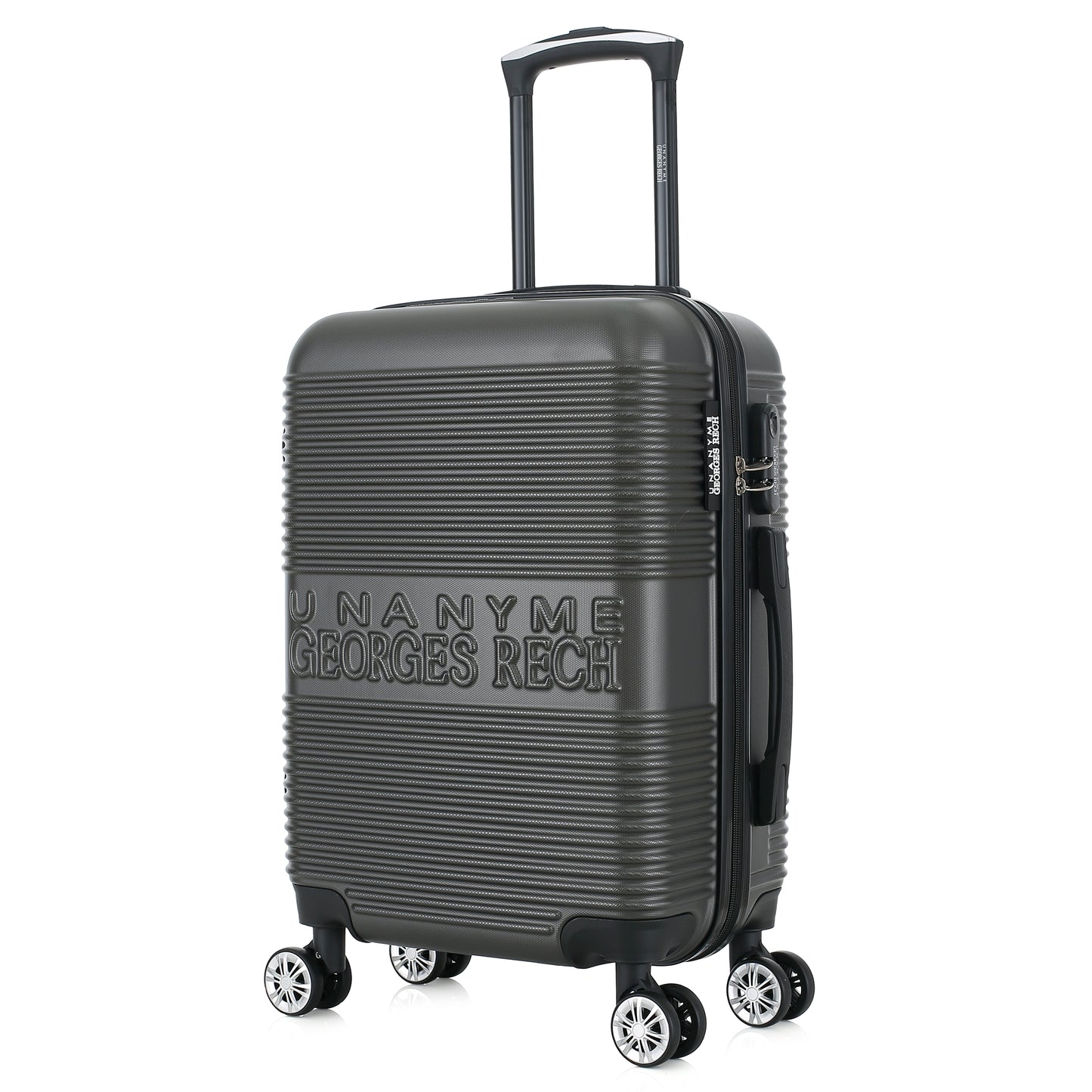 Valise grise de notre collection Georges Rech, Milan, taille S, de 3/4