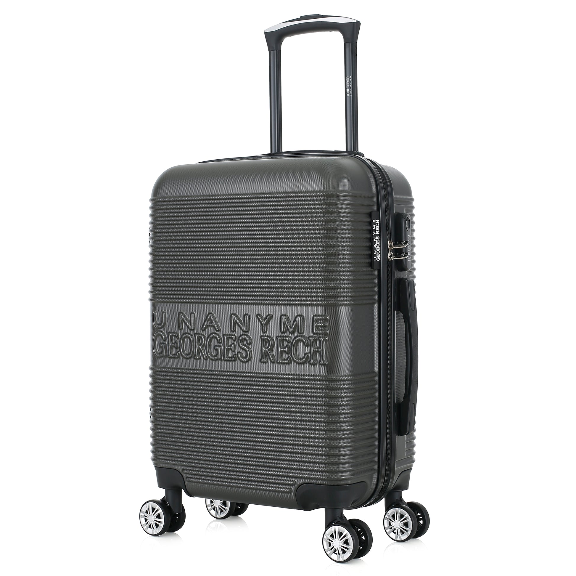 Valise grise de notre collection Georges Rech, Milan, taille S, de 3/4