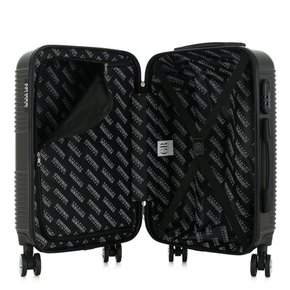 Valise grise de notre collection Georges Rech, Milan, taille S, ouverte