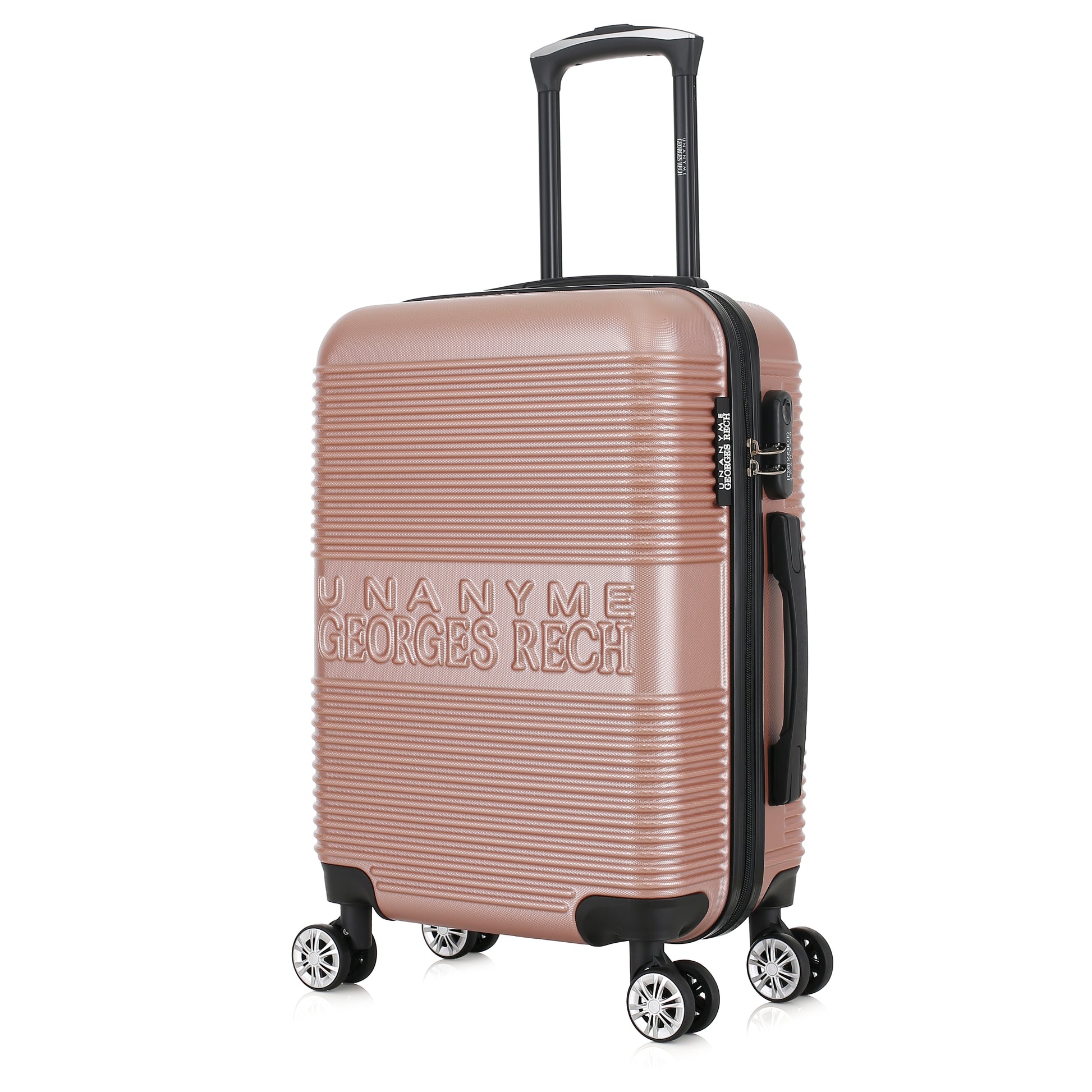 Valise rose de notre collection Georges Rech, Milan, taille S, de 3/4