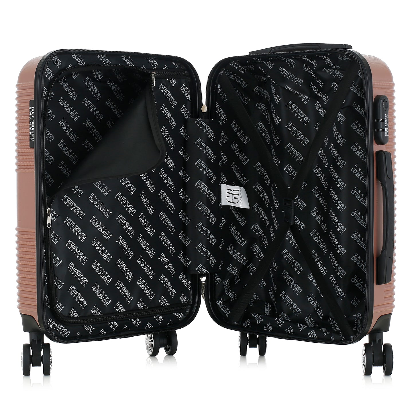 Valise rose de notre collection Georges Rech, Milan, taille S, ouverte