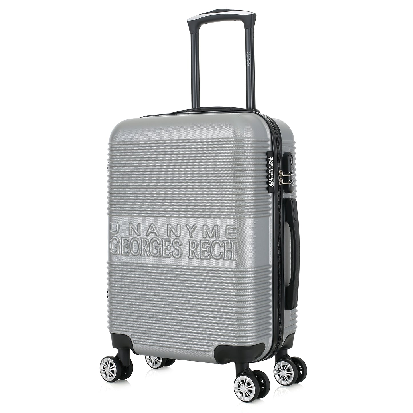 Valise argenté de notre collection Georges Rech, Milan, taille S, de 3/4