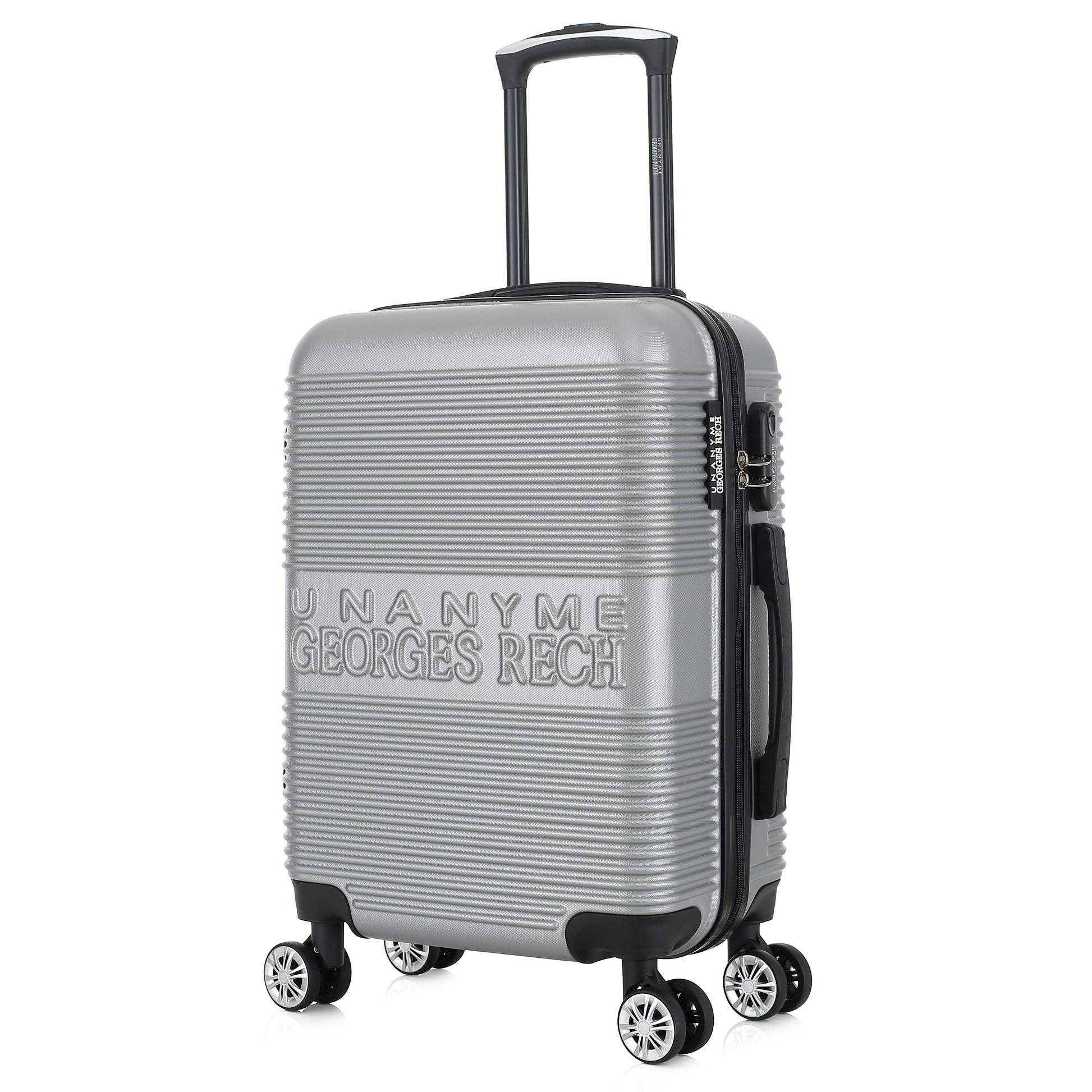 Valise argenté de notre collection Georges Rech, Milan, taille S, de 3/4