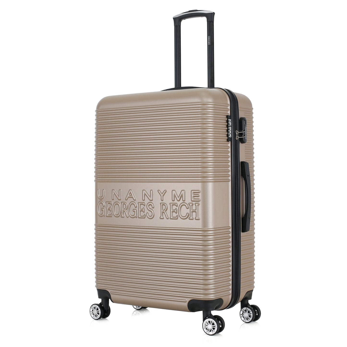 Grande valise beige de 3/4
