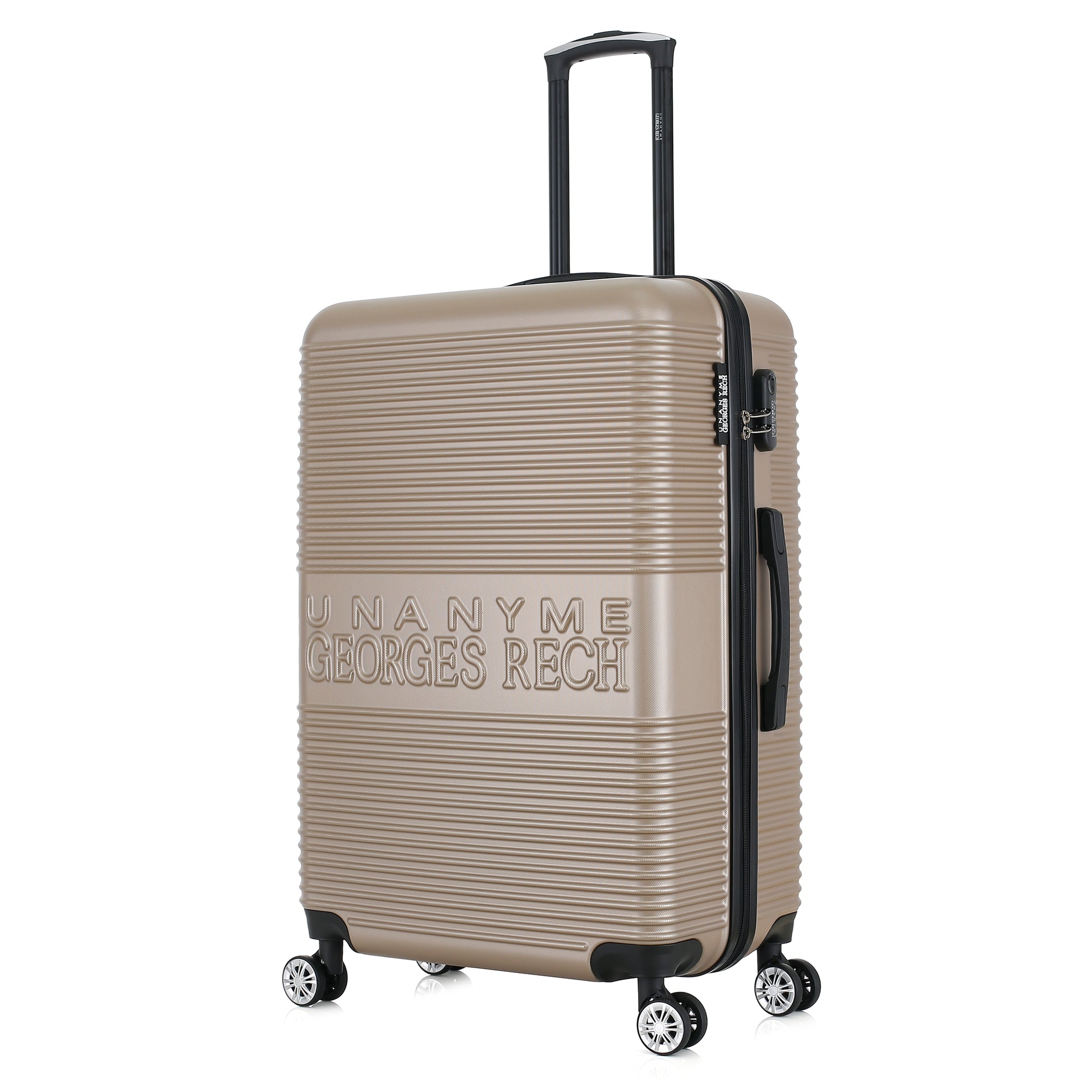 Grande valise beige de 3/4
