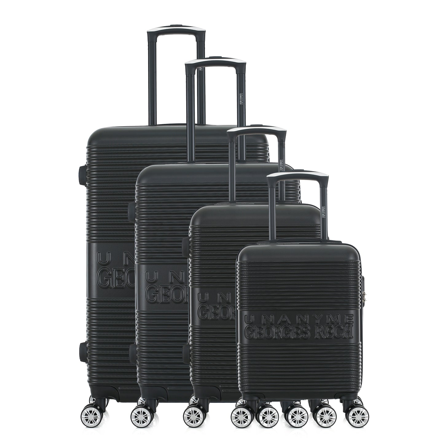 Set de 4 valises noires de notre collection Georges Rech, Milan, de face