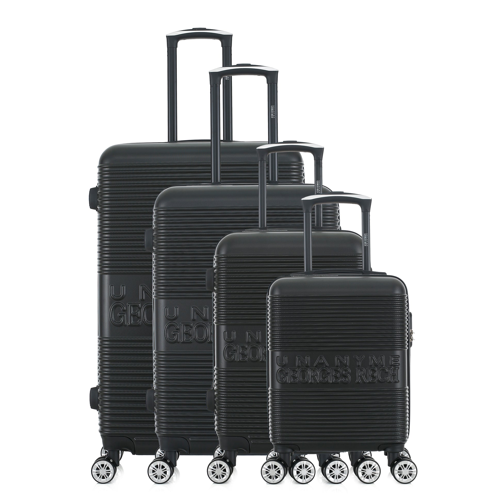 Set de 4 valises noires de notre collection Georges Rech, Milan, de face