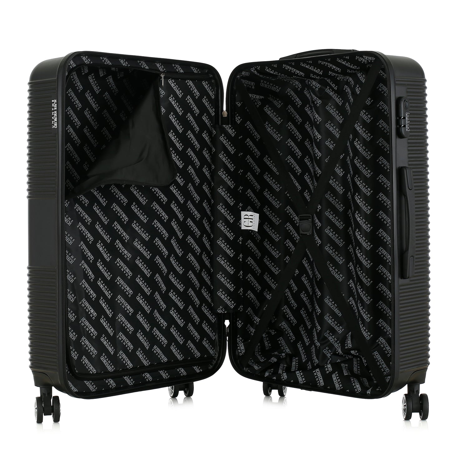 Grande valise noire ouverte
