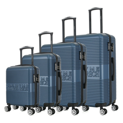 Set de 4 valises bleues de notre collection Georges Rech, Milan, de côté
