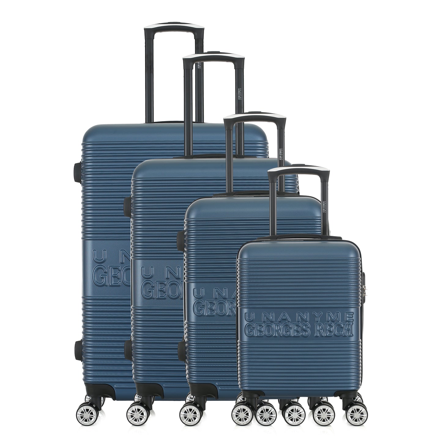 Set de 4 valises bleues de notre collection Georges Rech, Milan, de face
