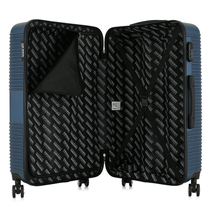 Grande valise bleue ouverte
