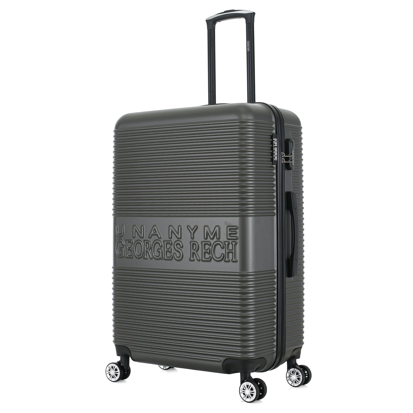 Grande valise grise de 3/4
