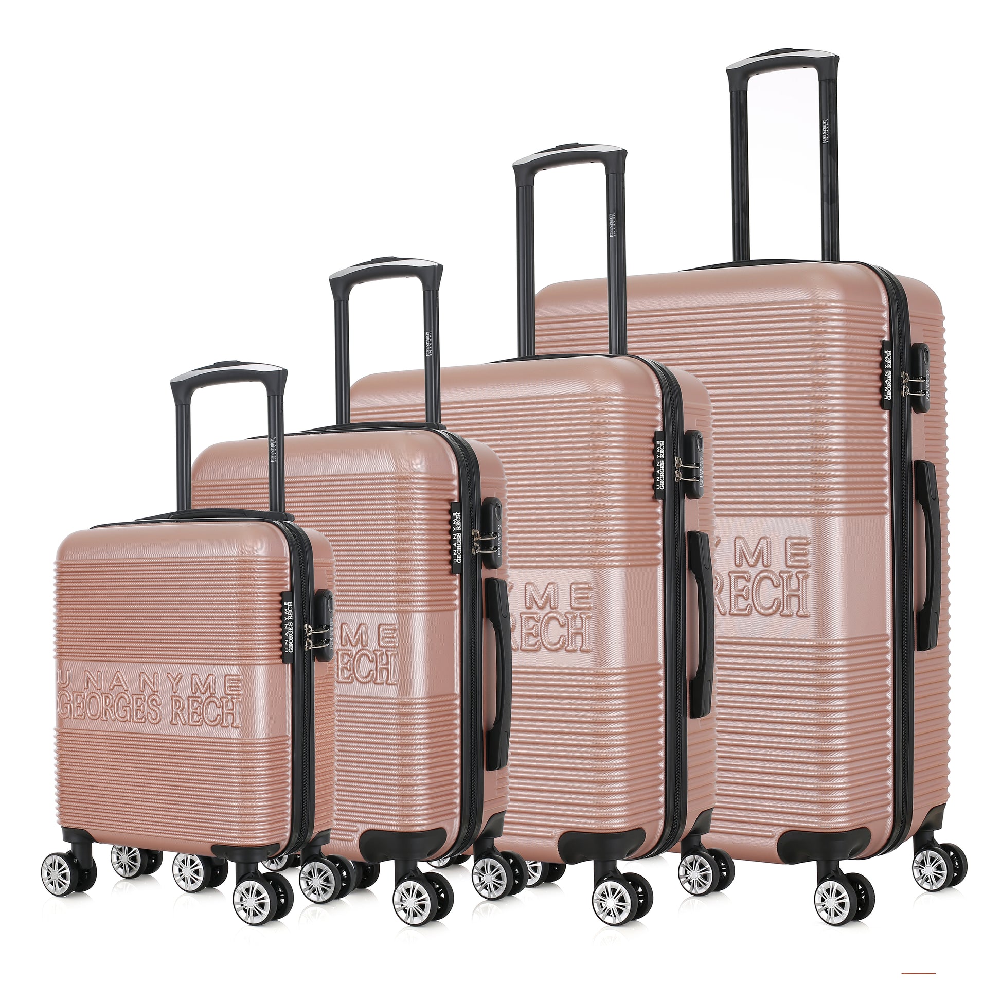 Set de 4 valises roses de notre collection Georges Rech, Milan, de côté
