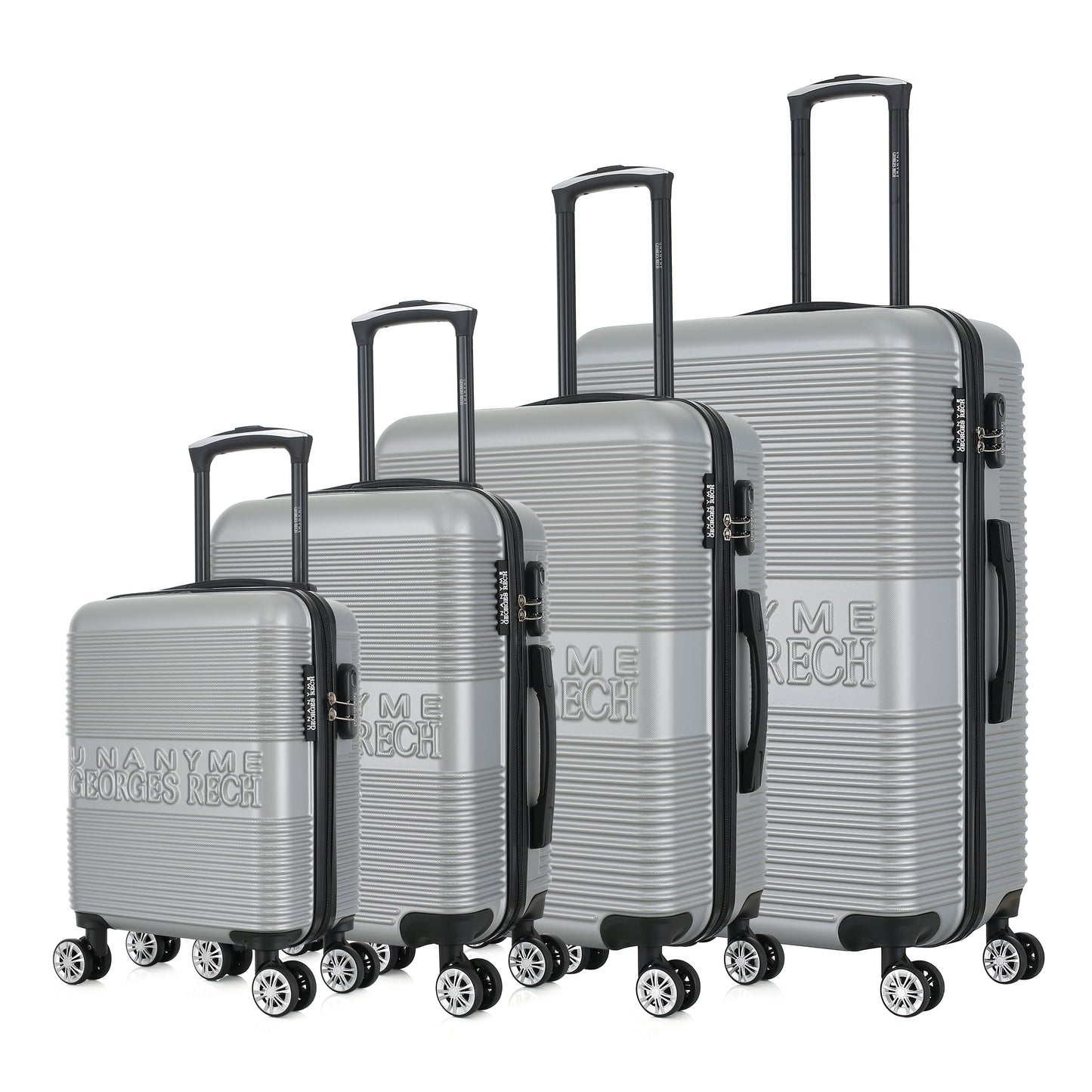 Set de 4 valises silver de notre collection Georges Rech, Milan, de côté
