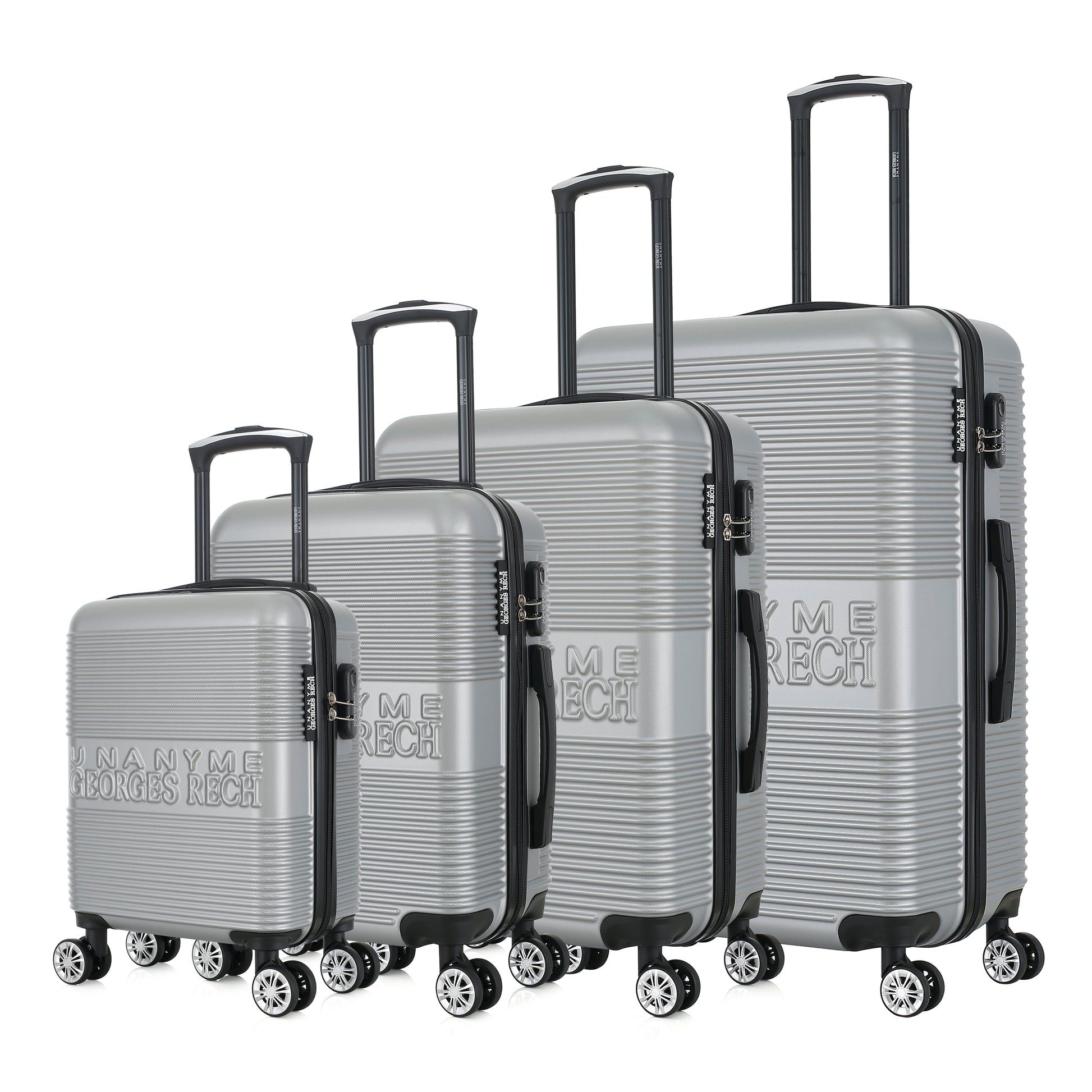 Set de 4 valises silver de notre collection Georges Rech, Milan, de côté
