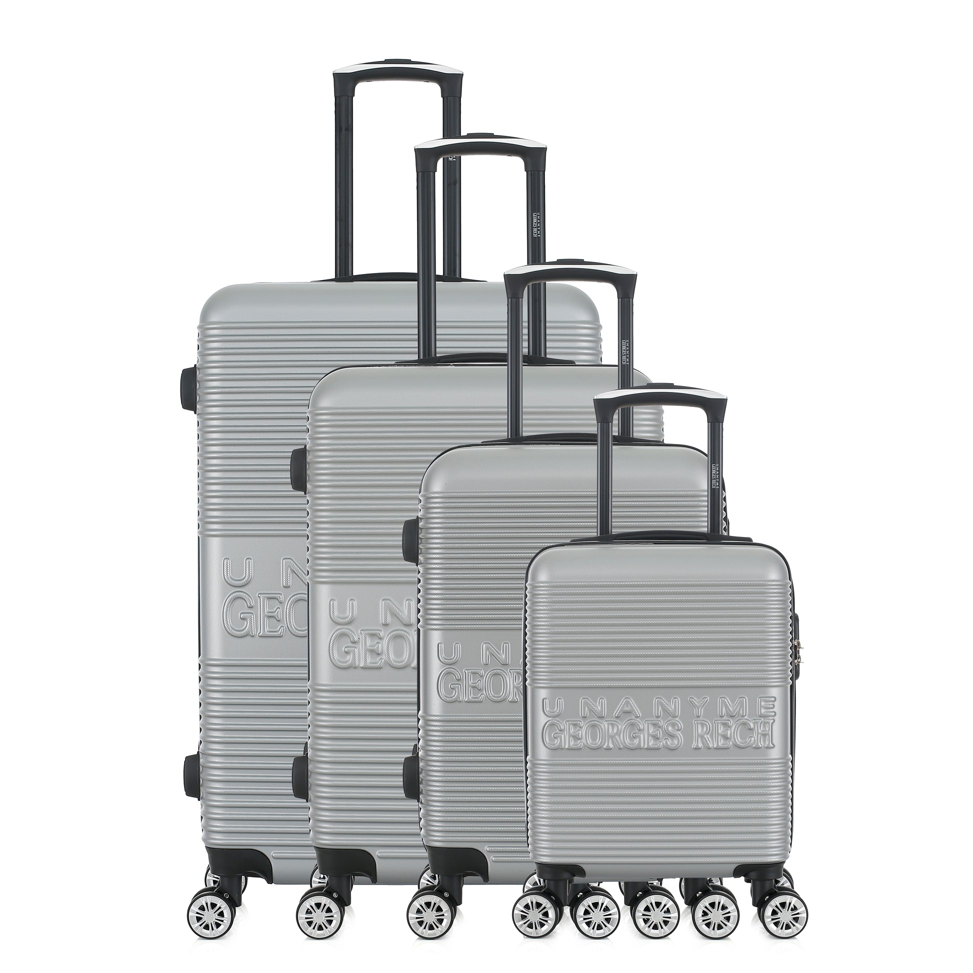 Set de 4 valises silver de notre collection Georges Rech, Milan, de face
