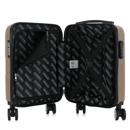 Valise beige de notre collection Georges Rech, Milan, taille XS, ouverte