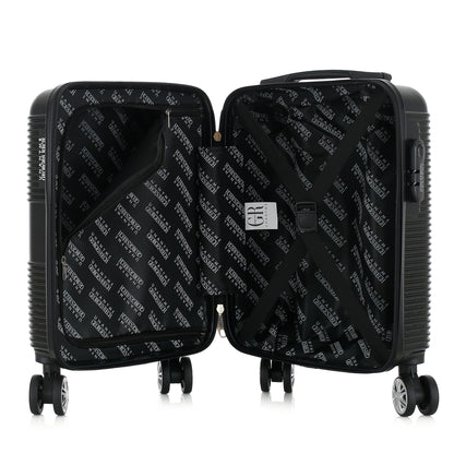 Valise noire de notre collection Georges Rech, Milan, taille XS, ouverte