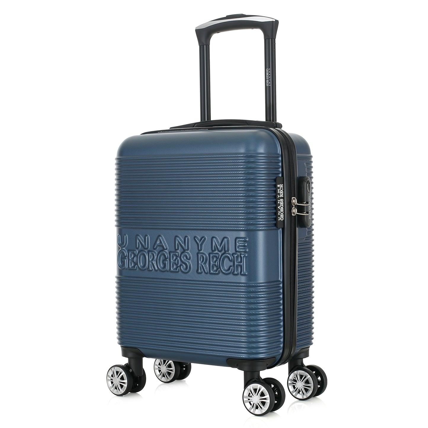 Valise bleue de notre collection Georges Rech, Milan, taille XS, de 3/4