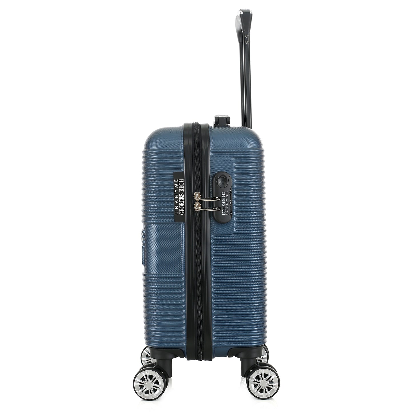 Valise bleue de notre collection Georges Rech, Milan, taille XS, de côté