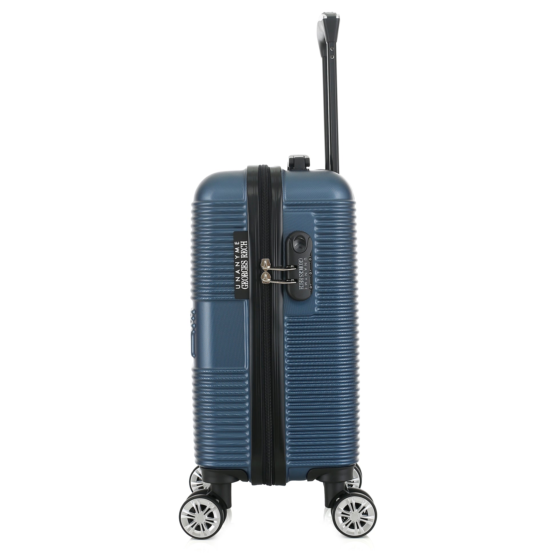 Valise bleue de notre collection Georges Rech, Milan, taille XS, de côté