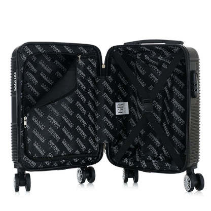 Valise grise de notre collection Georges Rech, Milan, taille XS, ouverte