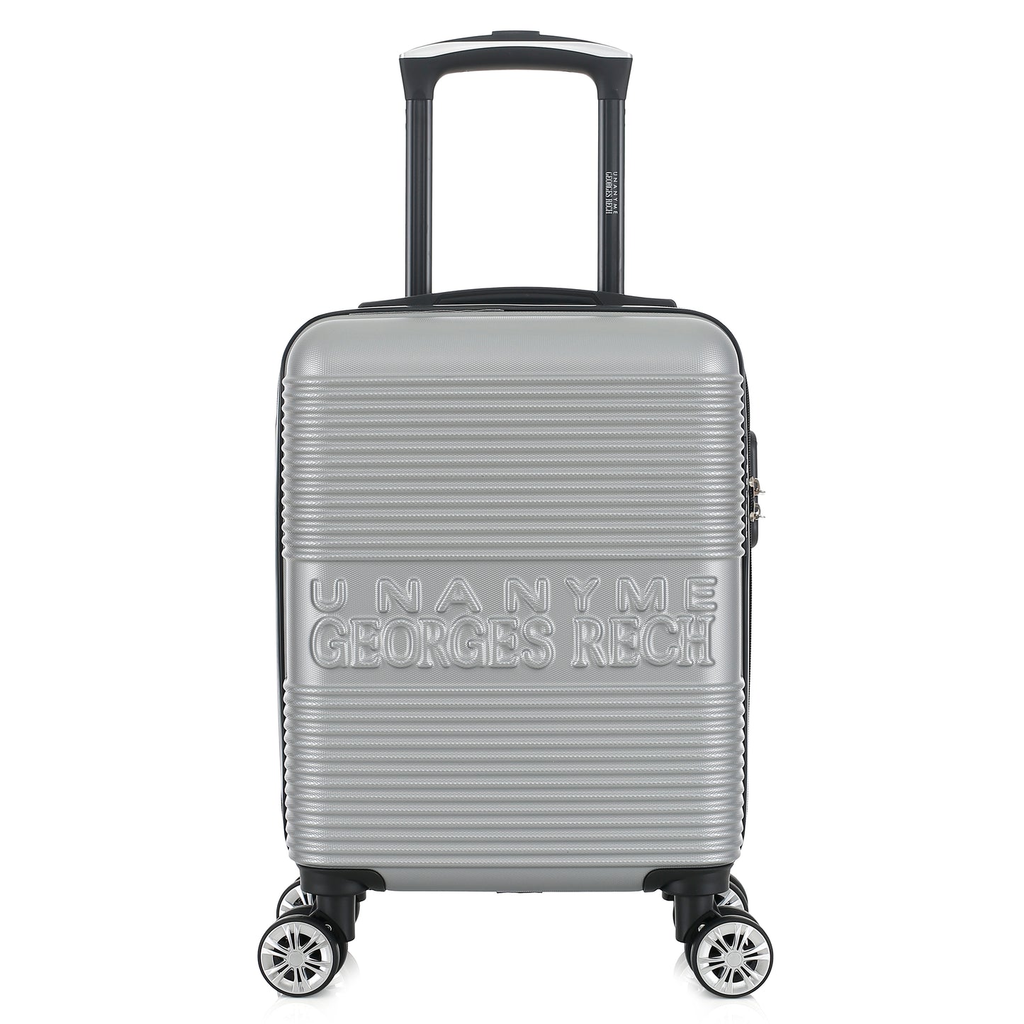 Valise argentée de notre collection Georges Rech, Milan, taille XS, de face