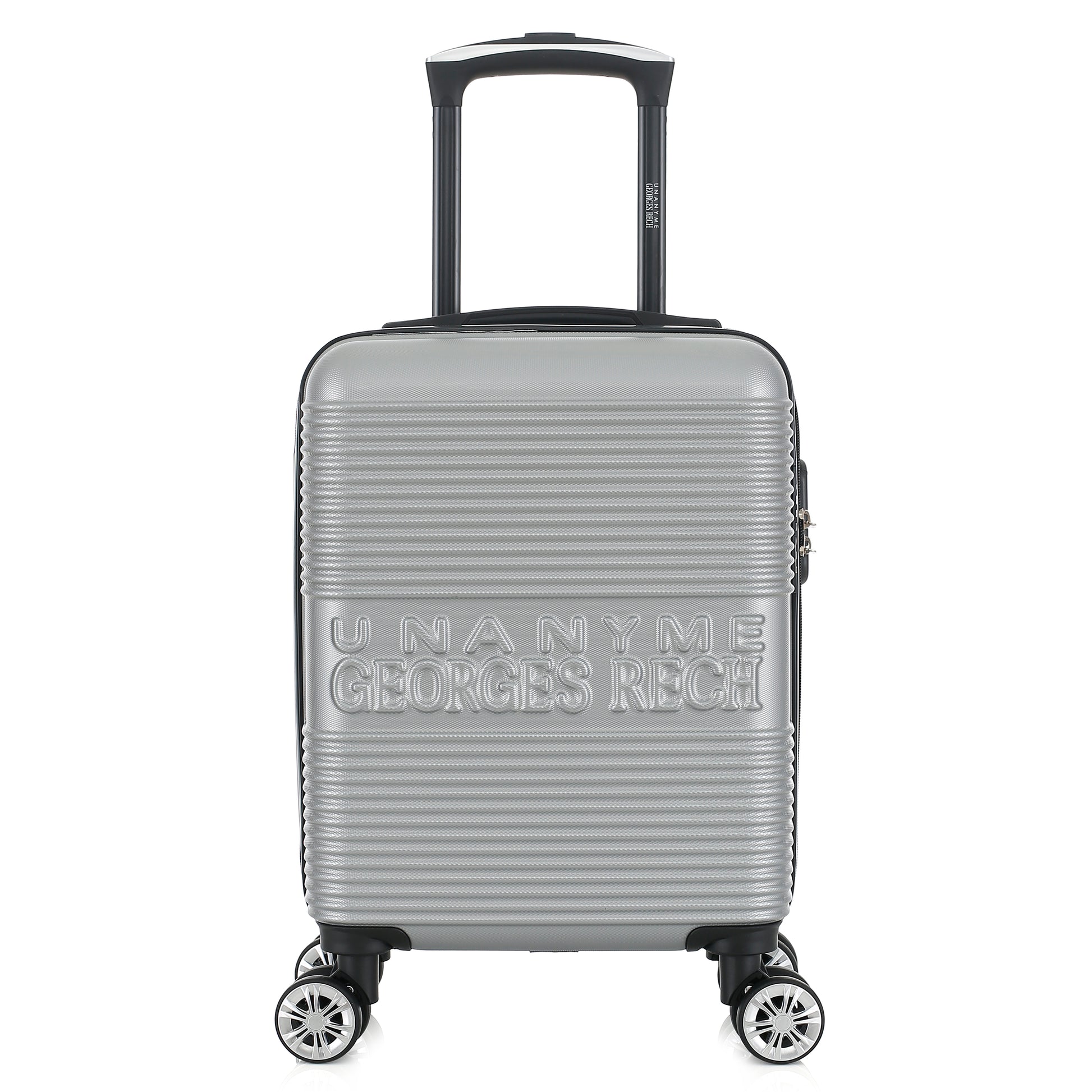 Valise argentée de notre collection Georges Rech, Milan, taille XS, de face