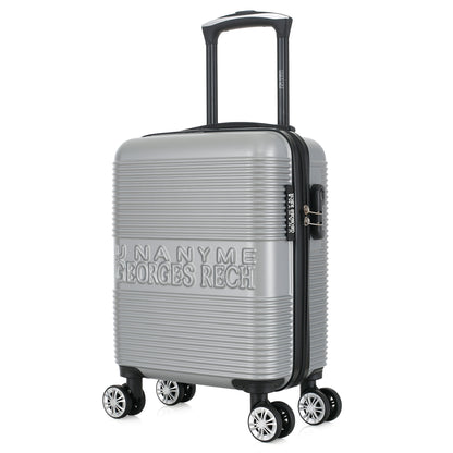 Valise argentée de notre collection Georges Rech, Milan, taille XS, de 3/4