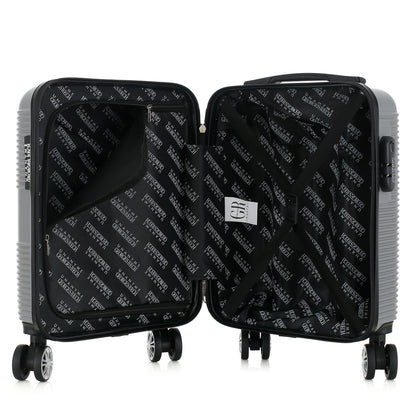 Valise argentée de notre collection Georges Rech, Milan, taille XS, ouverte