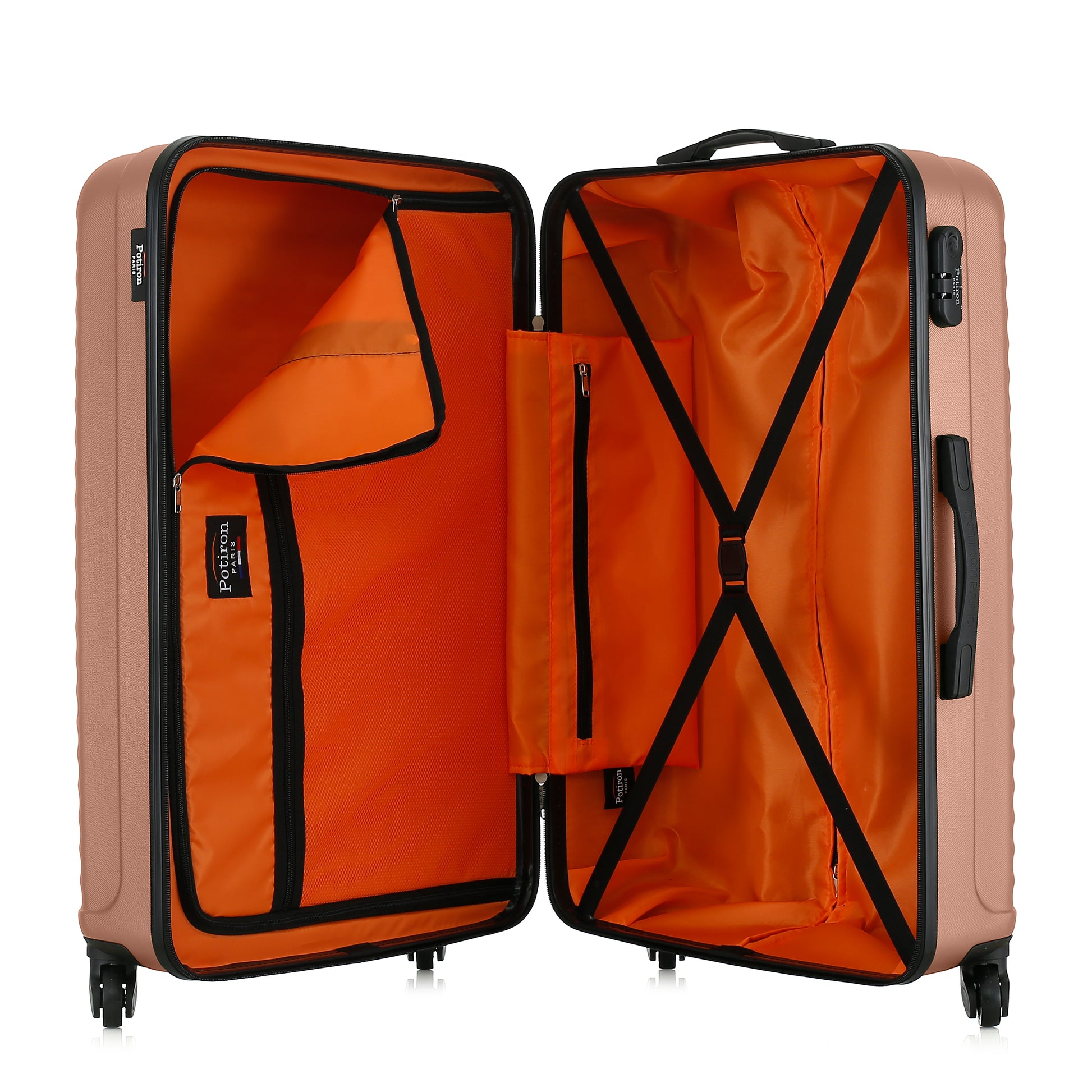 Valise rose de notre collection Potiron Paris, Montmartre, taille L, ouverte
