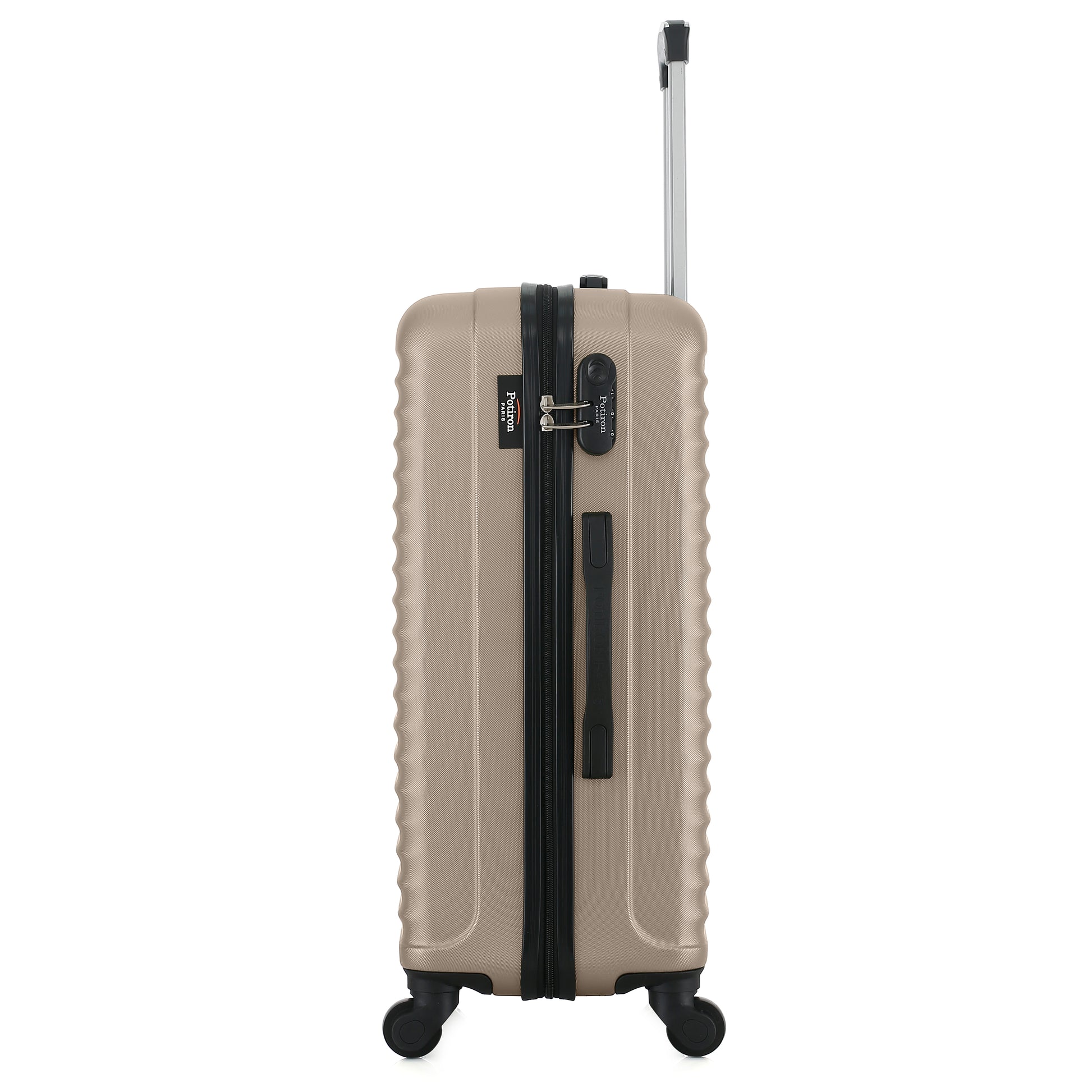 Valise beige de notre collection Potiron Paris, Montmartre, de côté
