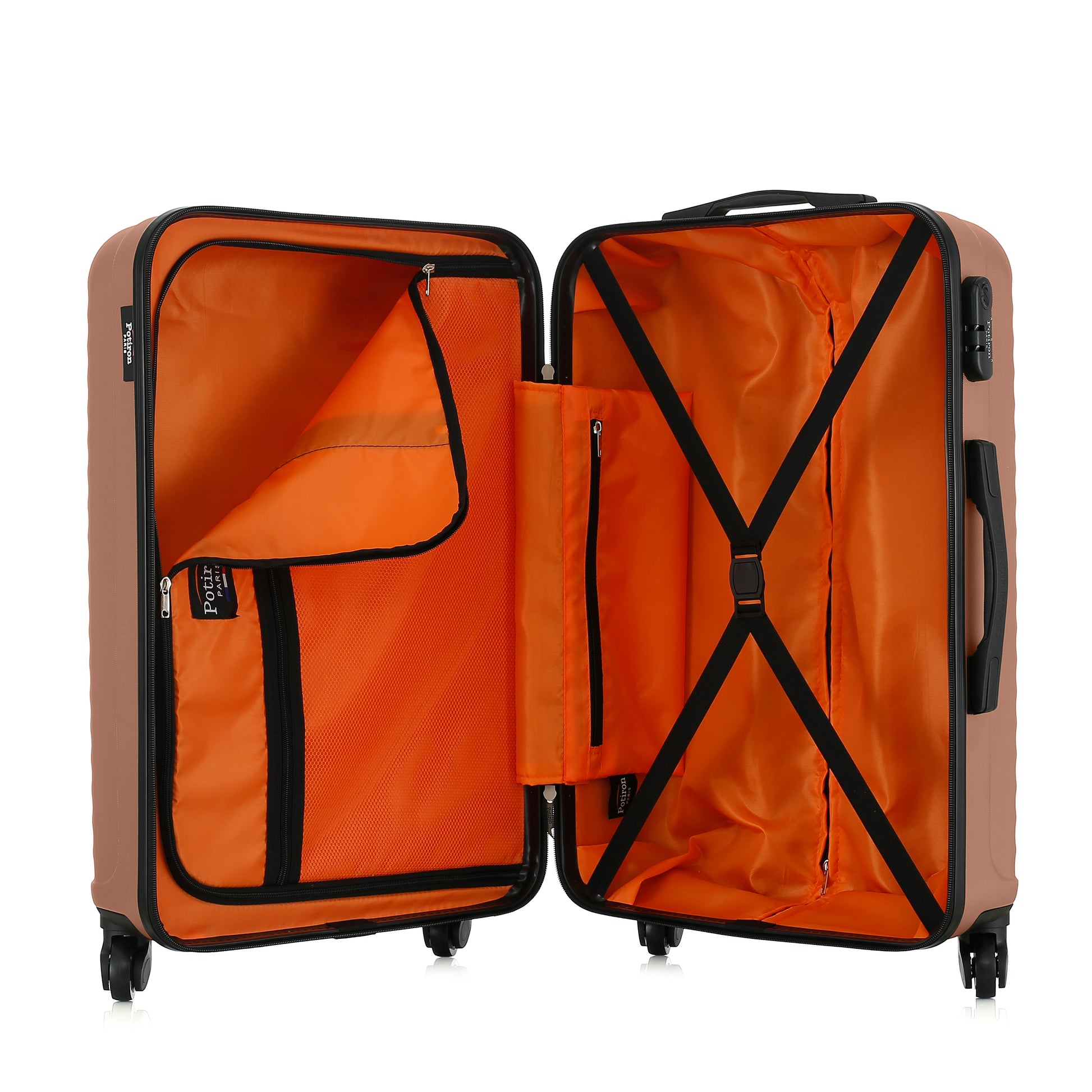 Valise rose de notre collection Potiron Paris, Montmartre, ouverte
