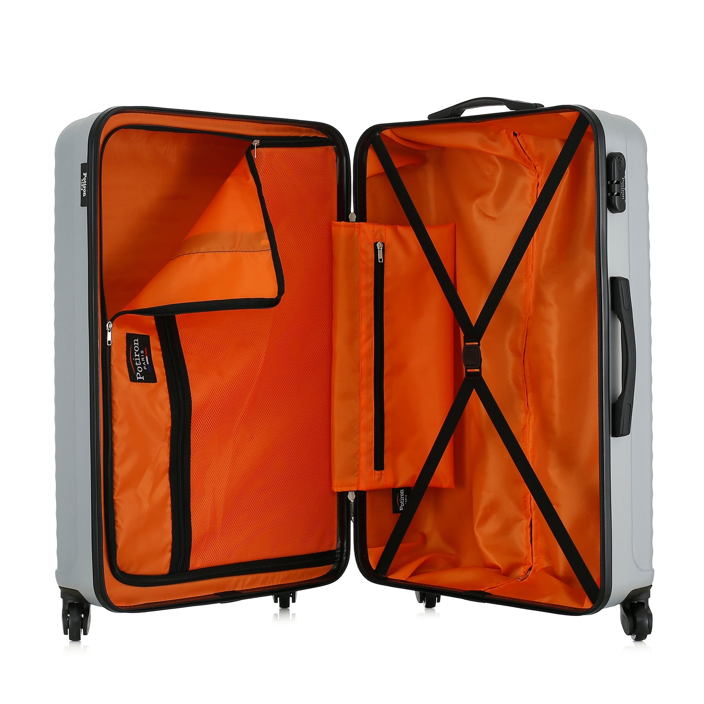 Grande valise silver ouverte
