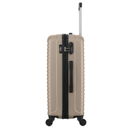 Valise beige de notre collection Potiron Paris, Montparnasse, taille M, de côté
