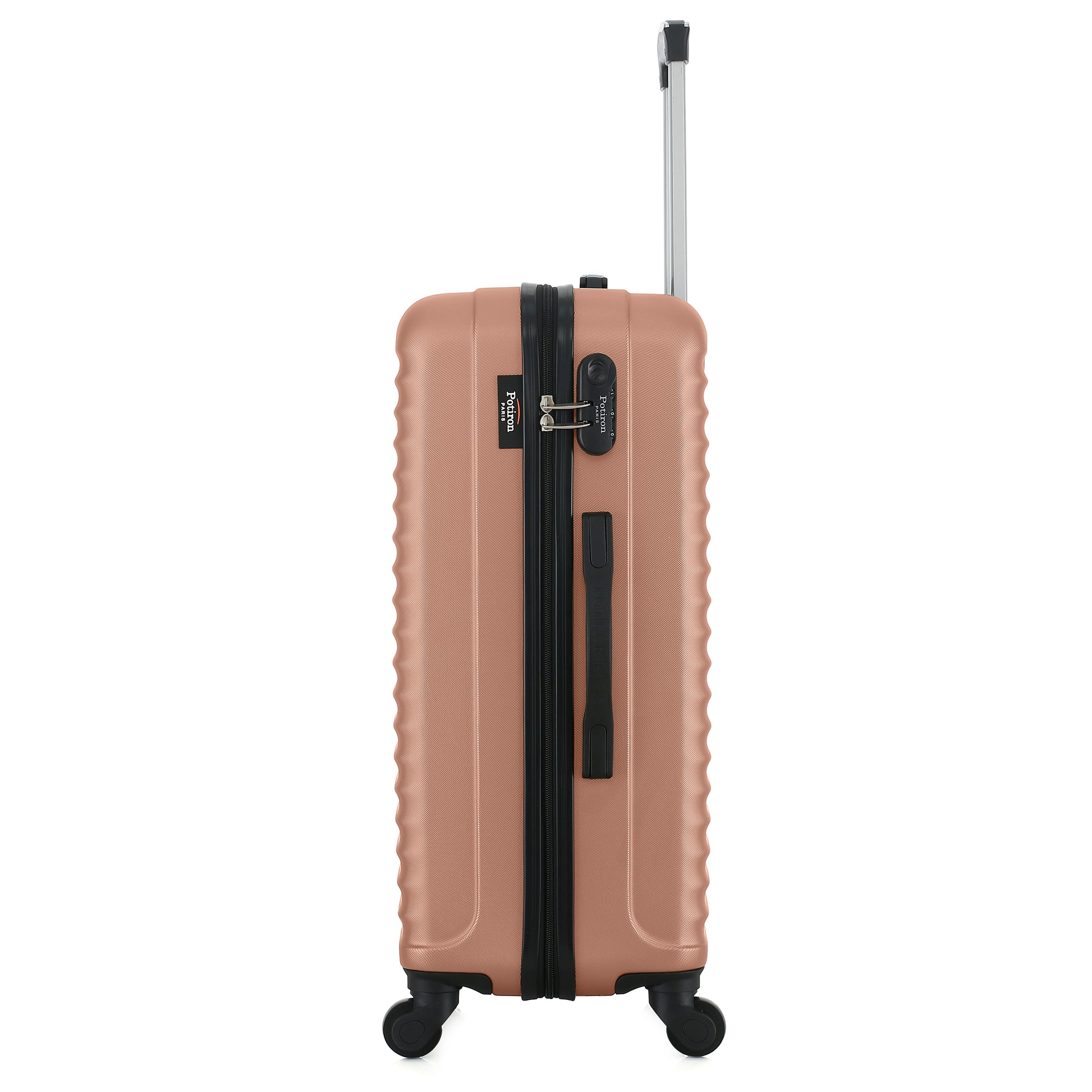 Valise rose de notre collection Potiron Paris, Montparnasse, taille M, de côté
