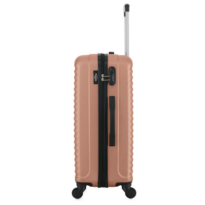 Valise rose de notre collection Potiron Paris, Montparnasse, taille M, de côté
