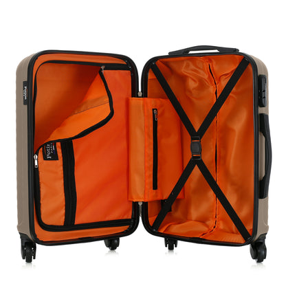 Valise beige de notre collection Potiron Paris, Montparnasse, taille S, ouverte
