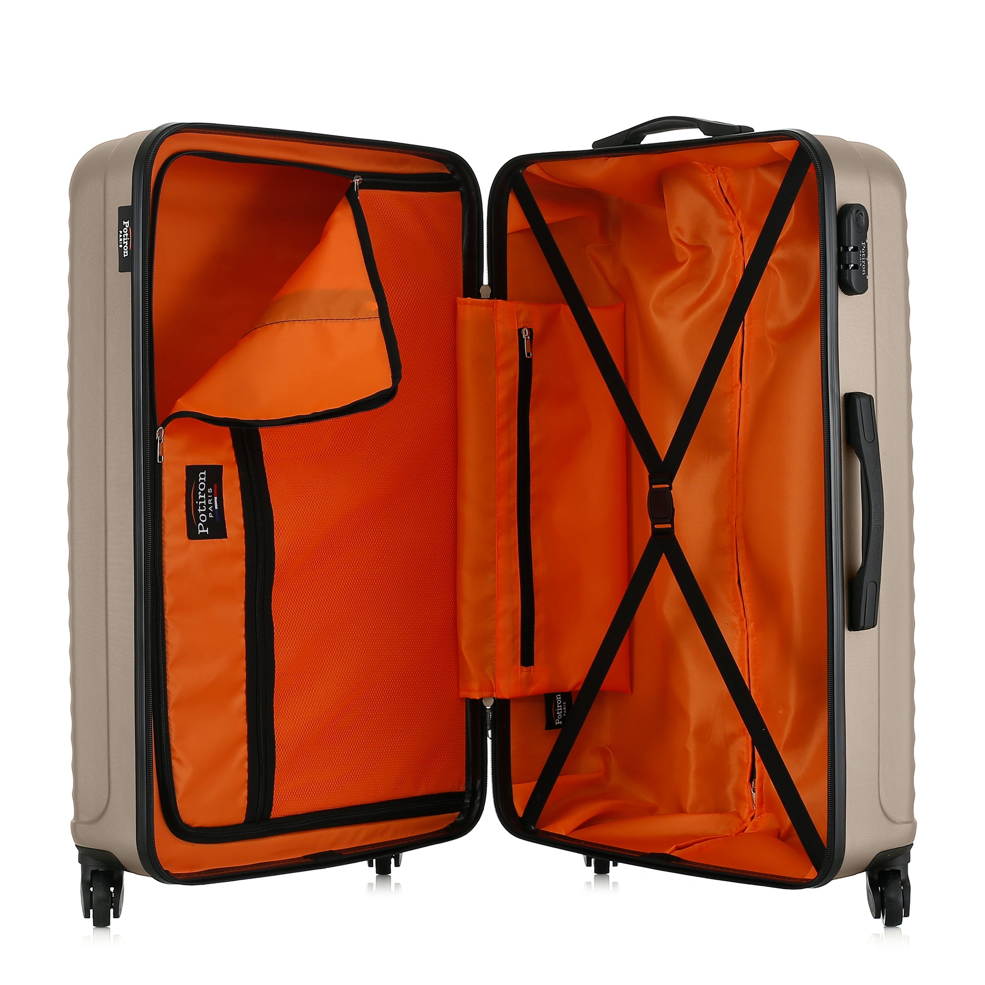 Grande valise noire ouverte
