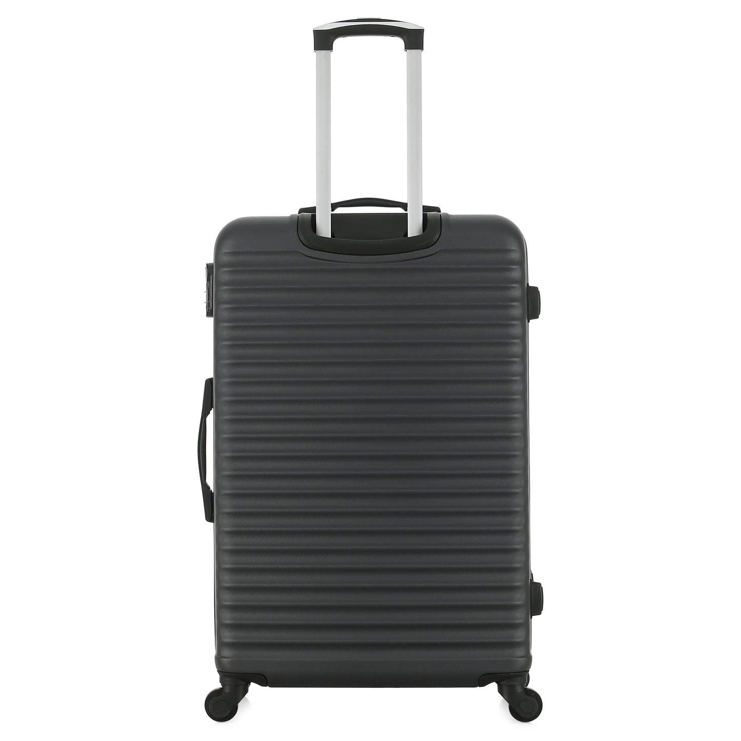 Grande valise bleue de dos
