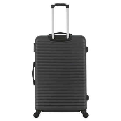 Grande valise bleue de dos
