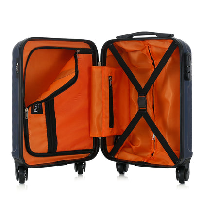 Valise bleue de notre collection Potiron Paris, Montparnasse, taille XS, ouverte
