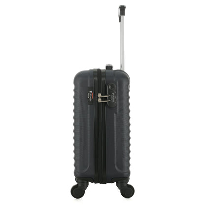 Valise grise de notre collection Potiron Paris, Montparnasse, taille XS, de côté
