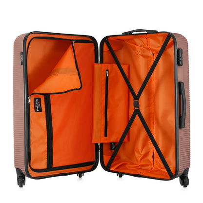 Valise rose de notre collection Potiron Paris, Opera, taille L, ouverte
