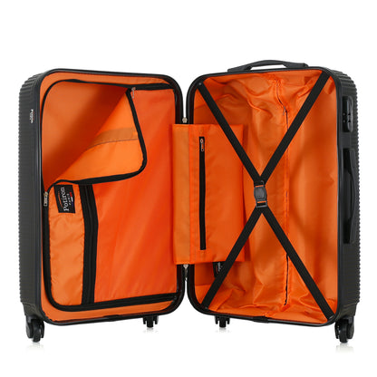 Valise black de notre collection Potiron Paris, Opera, taille M, ouverte
