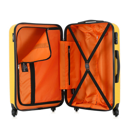 Valise jaune de notre collection Potiron Paris, Opera, taille M, ouverte
