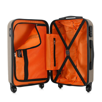 Valise beige de notre collection Potiron Paris, Opera, taille S, ouverte
