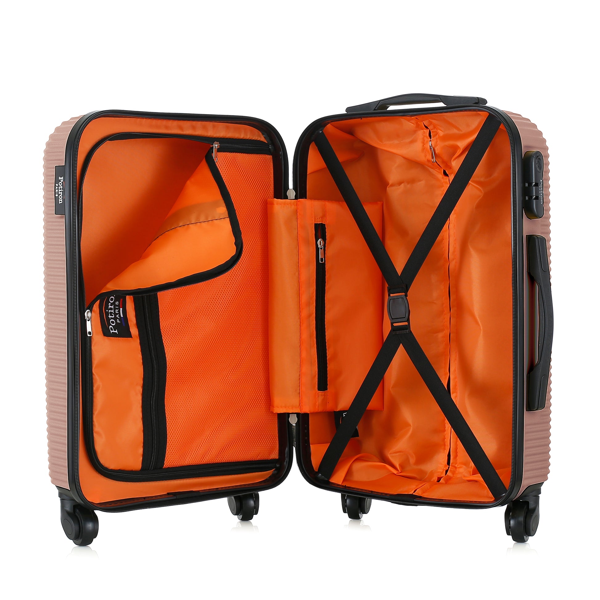 Valise rose de notre collection Potiron Paris, Opera, taille S, ouverte
