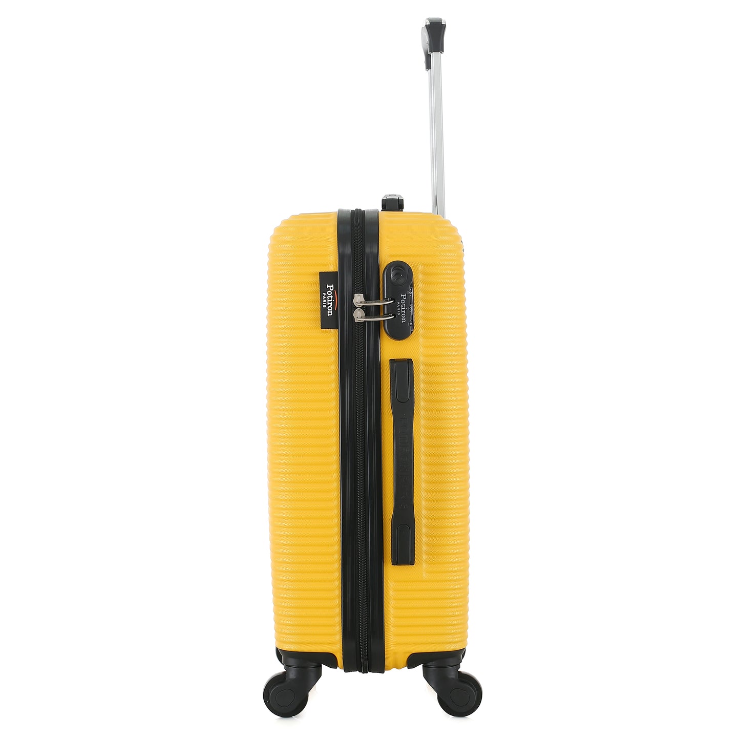 Valise jaune de notre collection Potiron Paris, Opera, taille S, de côté
